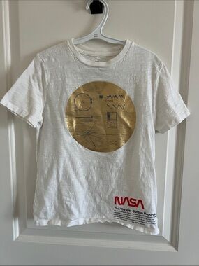 GAP NASA White T-Shirt with Gold Voyager Disc Graphic